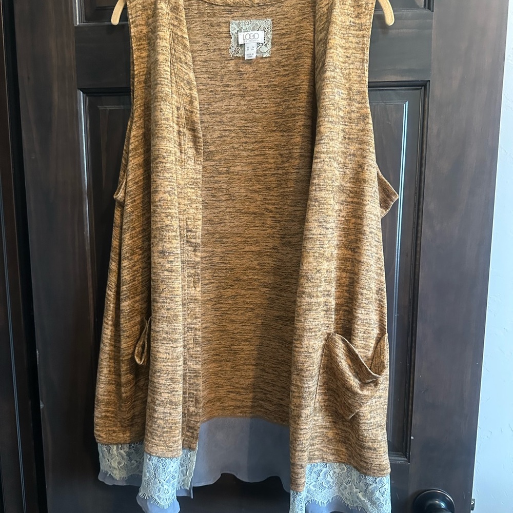 LOGO by Lori Goldstein Women's Tan Sweater Vest